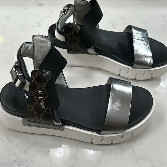 NERO GIARDINI platform sandal Italian made size 38 or US 8 - Picture 3 of 12